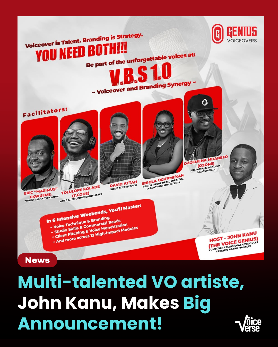 Multi-talented VO artiste, John Kanu, Makes Big Announcement!