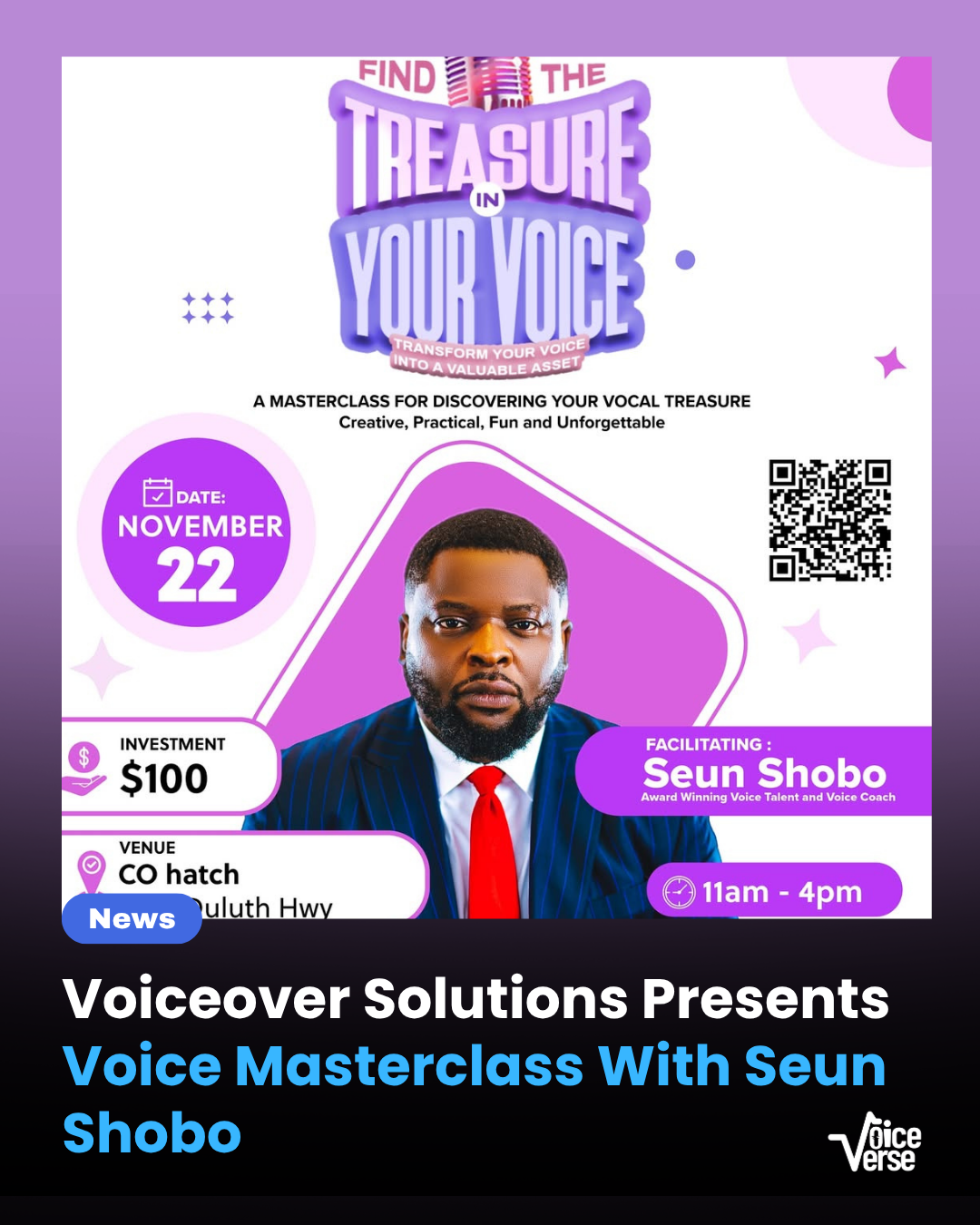 Voiceover Solutions Presents Voice Masterclass With Seun Shobo